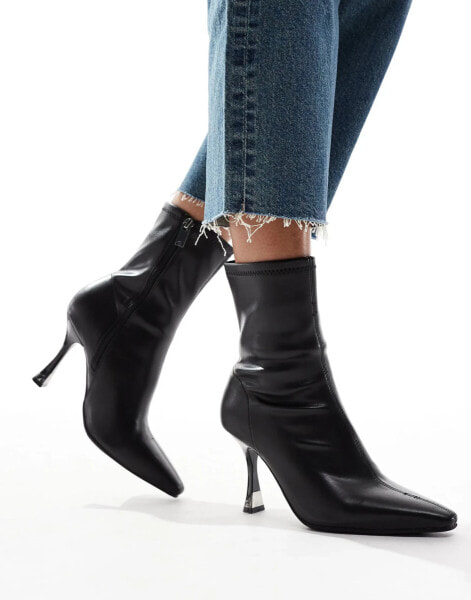 River Island heeled boot in black