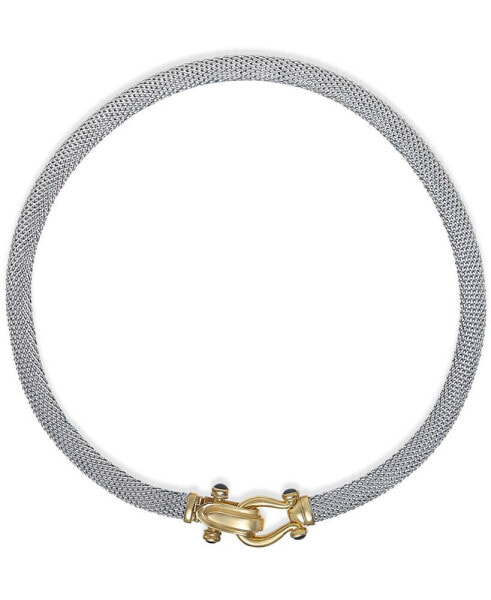 Italian Gold rounded Mesh Collar Necklace in 14k Gold over Sterling Silver