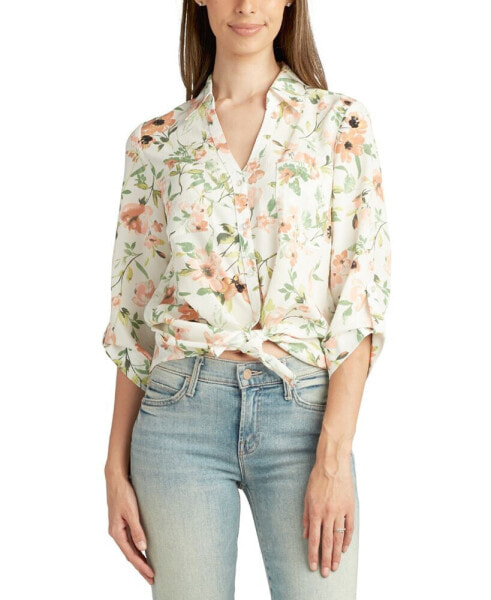 Juniors' Portifino Floral-Print Utility Shirt
