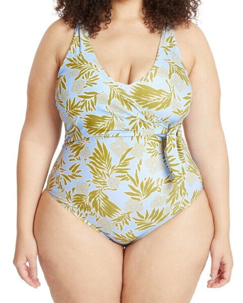 Купальник женский Tanya Taylor Kelly Wrap One-Piece Голубой XS