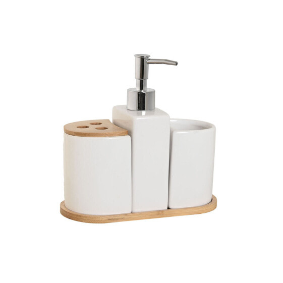 Набор для ванной Home ESPRIT Белый Натуральный Бамбук Dolomite 19,5 x 10 x 19 cm