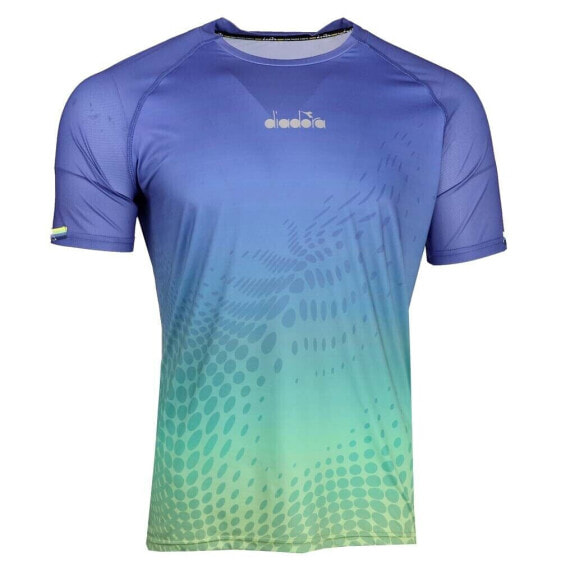 Diadora Super Light Be One Running Crew Neck Short Sleeve T-Shirt Mens Blue, Gre