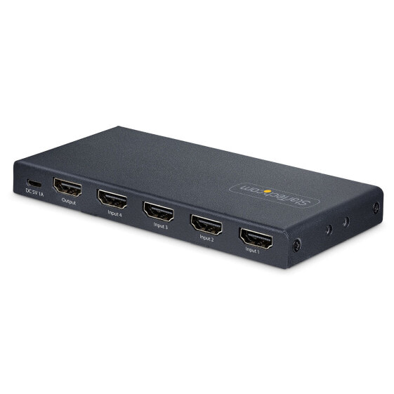 Аксессуар к компьютерам StarTech.com 4PORT-8K-HDMI-SWITCH - HDMI - Micro-USB - Metal - Black - 5 м - 1920 x 1080 (HD 1080) - 1920 x 1200 (WUXGA) - 2560 x 1080 - 2560 x 1440 - 3440 x 1440 - 4096 x 2160...