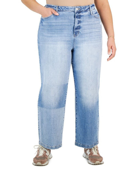 Plus Size Ultra-High-Rise Two-Tone Jeans