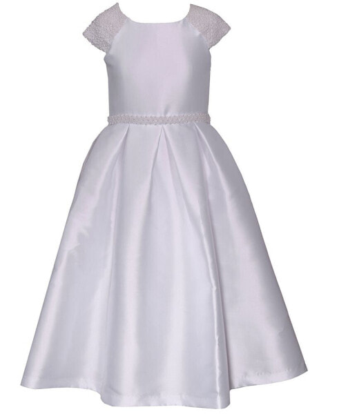 Платье для малышей Bonnie Jean с короткими рукавами и бисером для первой святой тайны