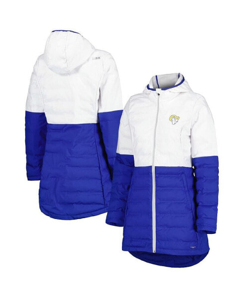 Women's White, Royal Los Angeles Rams Willow Quilted Hoodie Full-Zip Jacket