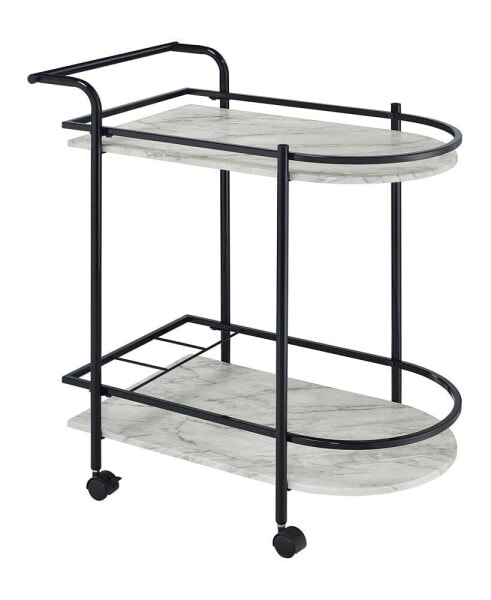 Desiree 32" 3-Bottle Metal Rack Serving Cart with Casters