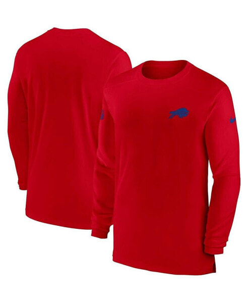 Men's Red Buffalo Bills Sideline Coach Performance Long Sleeve T-shirt