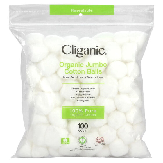 Organic Jumbo Cotton Balls, 100 Count