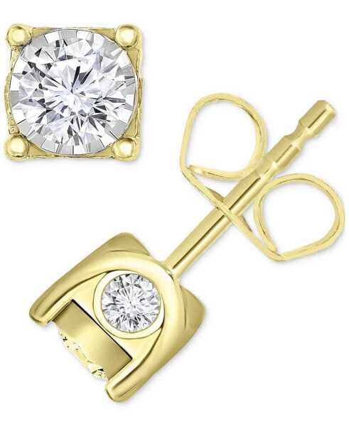 Diamond Center & Side Bezel Stud Earrings (5/8 ct. t.w.) in 14k Gold