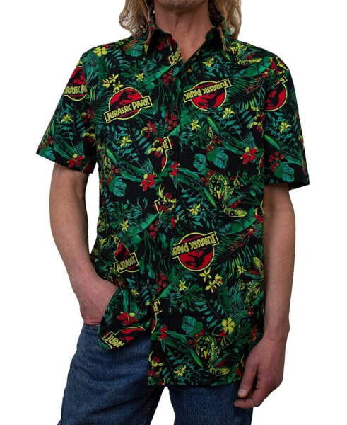 Men's Tropical Raptor Short Sleeves Pattern Woven Shirt