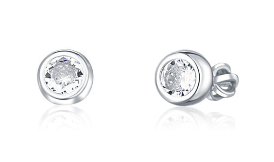 Fine silver stud earrings with zircons SVLE1517XH2BI