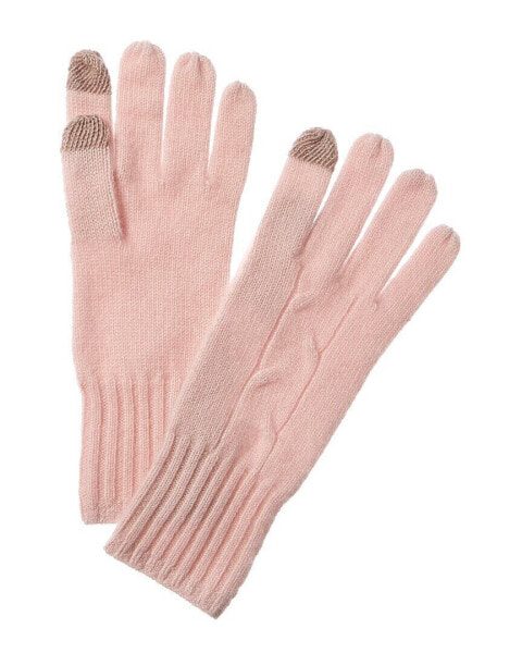 Amicale Cashmere Ribbed Cuff Cashmere Gloves Women's Pink