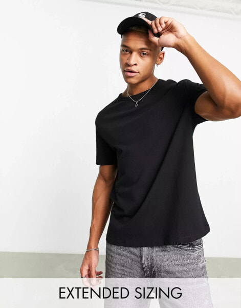 ASOS DESIGN – Locker geschnittenes Basic-T-Shirt aus 240 g/m² schwerem Stoff in Schwarz