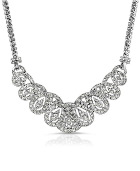 2028 crystal St. James Club Scalloped Pave Necklace