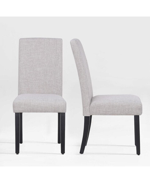 Upholstered Linen Fabric Dining Chair Set of 2