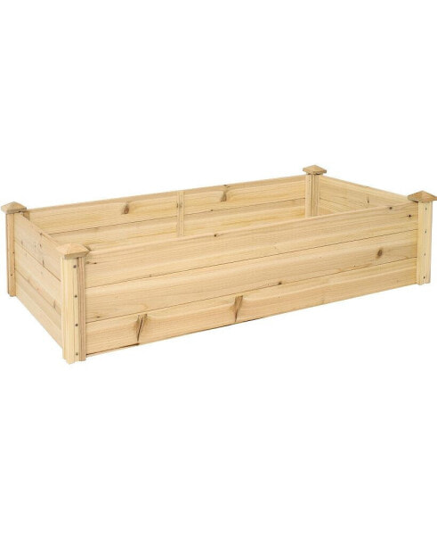Wooden Fir Square Raised Garden Bed - 24 x 48.25 in - Natural