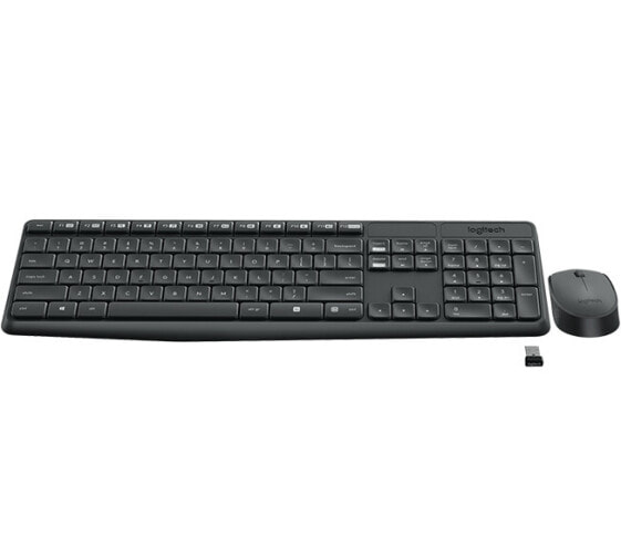 Logitech MK235 Wireless Keyboard and Mouse Combo - Full-size (100%) - Wireless - RF Wireless - Grey - Mouse included
