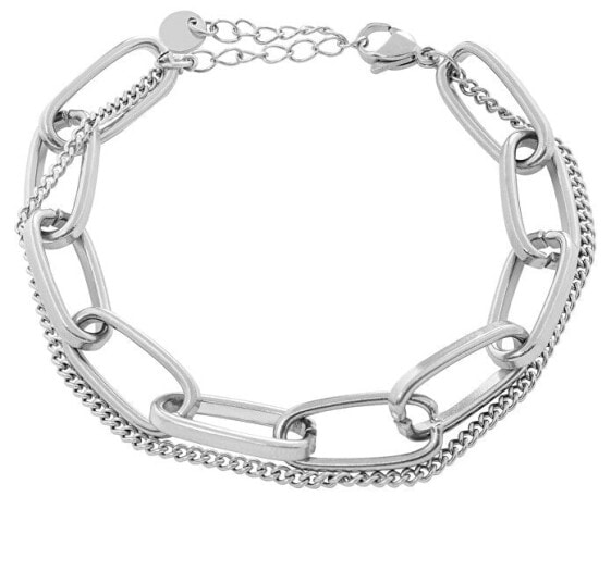 Stylish double steel bracelet
