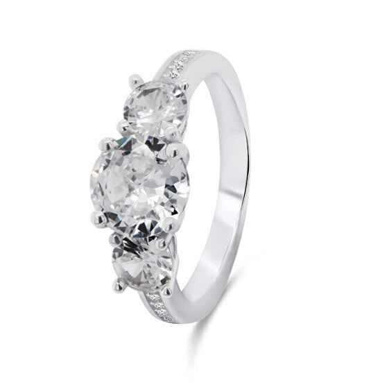 Distinctive silver ring with zircons RI043W