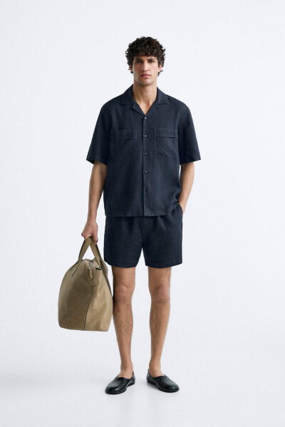 100% LINEN BERMUDA SHORTS