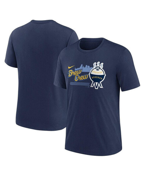 Men's Navy Milwaukee Brewers City Connect Tri-Blend T-shirt