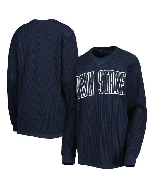 Women's Navy Penn State Nittany Lions Surf Plus Size Southlawn Waffle-Knit Thermal Tri-Blend Long Sleeve T-shirt