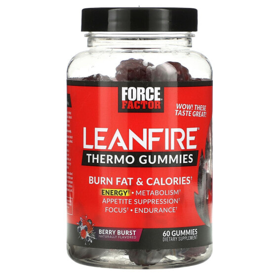 Пробиотики для похудения Force Factor Leanfire Thermo Fat Burner Gummies, Ягодный взрыв, 60 жевательных конфет