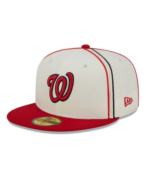 Men's Cream, Red Washington Nationals Chrome Sutash 59FIFTY Fitted Hat