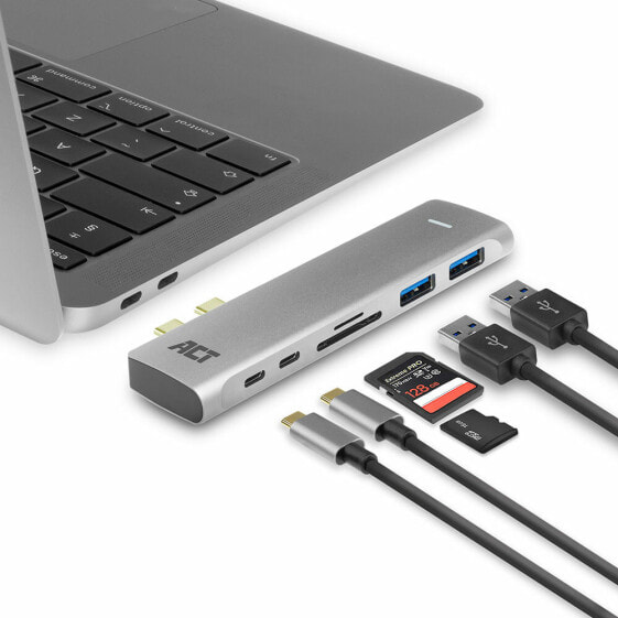 ACT AC7025 USB-C Thunderbolt™ 3 to HDMI multiport adapter 4K - USB hub - card reader and PD pass through - Docking - USB 3.2 Gen 2 (3.1 Gen 2) Type-C - 100 W - Grey - MicroSD (TransFlash) - SD - 4K Ultra HD