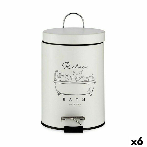 Pedal bin Relax Bath White Black Steel Plastic 3 L (6 Units)