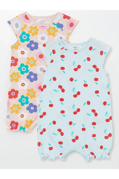 Комбинезон LC WAIKIKI для малышей девочек с коротким рукавом и цветочным принтом 2 шт.