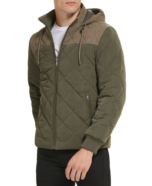 Men's Colorblock Hooded Quilted Jacket