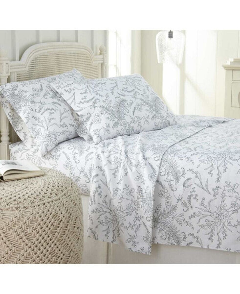 Ultra-Soft Floral or Solid 4-Piece Sheet Set