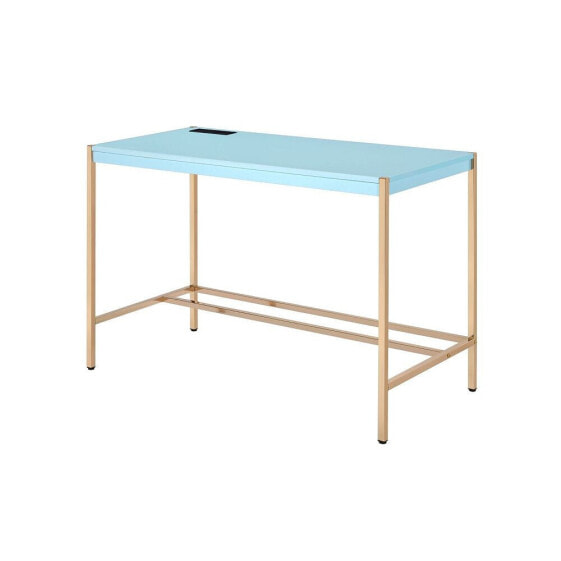 Midriaks Writing Desk with USB Port In Baby & Gold Finish