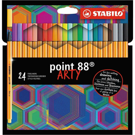 Ручки фетровые STABILO Point 88 ARTY 0,4 мм (24 штуки)
