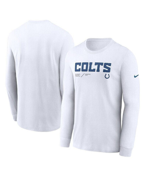 Men's White Indianapolis Colts Infograph Lock Up Performance Long Sleeve T-shirt