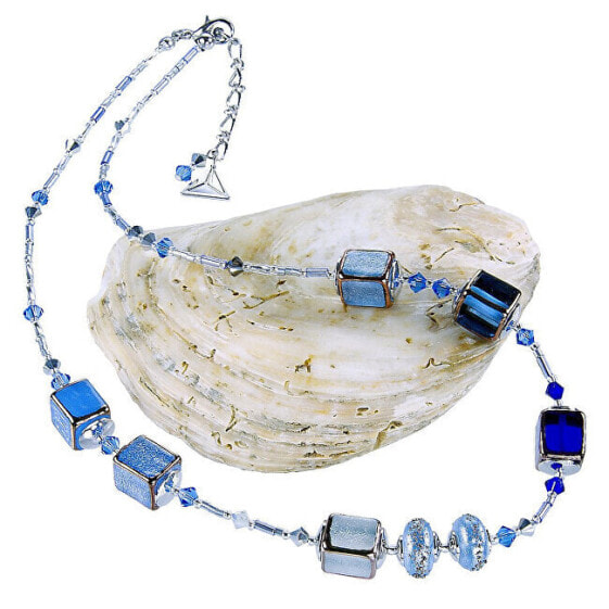 Beautiful necklace Triple Blue 2 from Lampglas NCU34 pearls