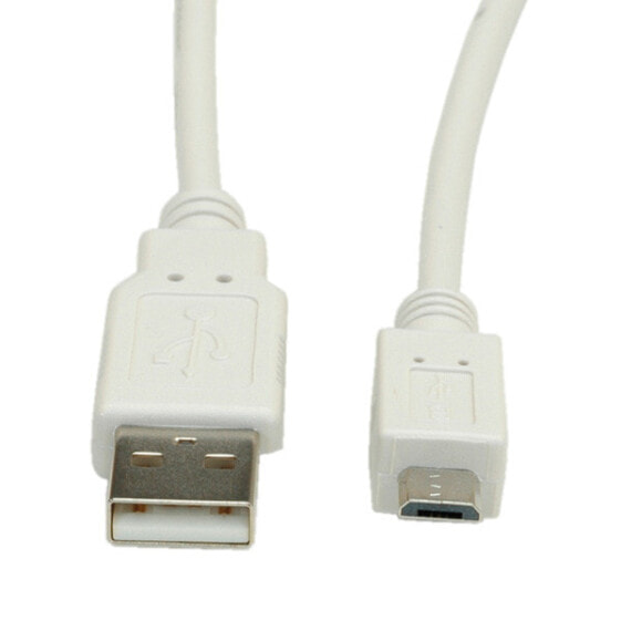 Кабель USB 2.0 VALUE by ROTRONIC-SECOMP AG - A - Micro B - M/M 0.8 м - 0.8 м - USB A - Micro-USB B - USB 2.0 - самцовый/самцовый - белый