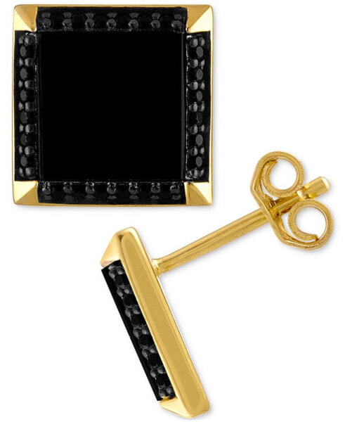 Men's Onyx & Black Spinel Square Stud Earrings in 18k Gold-Plated Sterling Silver, Created for Macy's