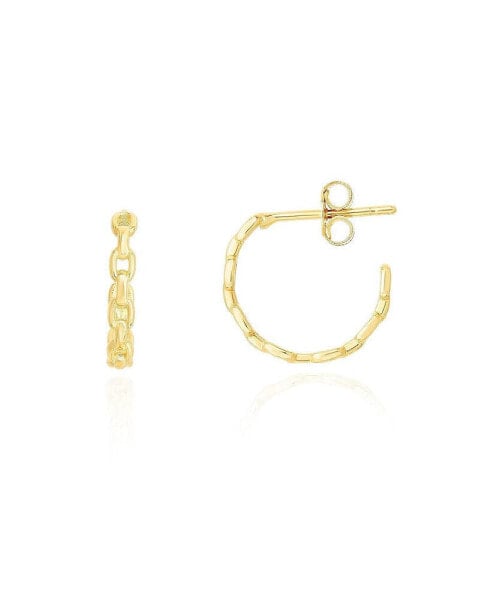 Oval Link Hoop Earrings 14K Gold