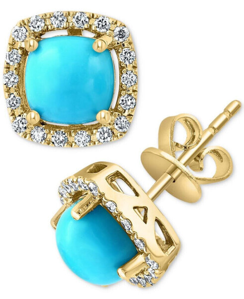 EFFY® Turquoise & Diamond (1/5 ct. t.w.) Stud Earrings in 14k Gold