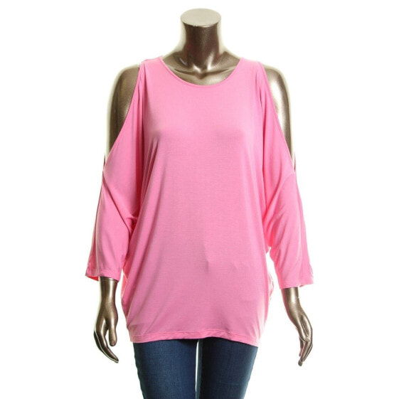 Lauren Ralph Lauren Women's Cold Shoulder Jersey Top Scoop Neck Rose Size L