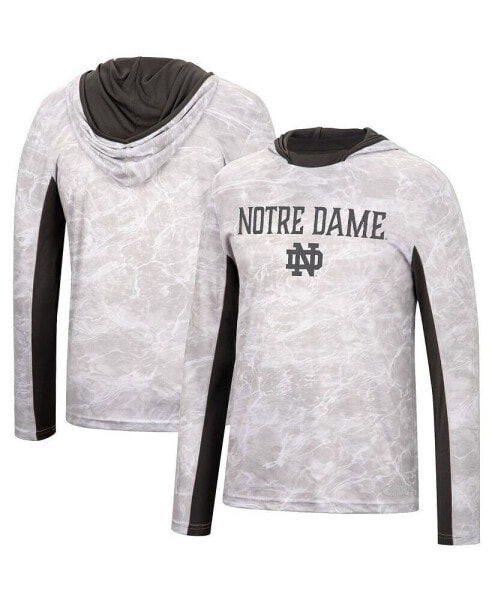 Men's White Notre Dame Fighting Irish Mossy Oak SPF 50 Performance Long Sleeve Hoodie T-shirt