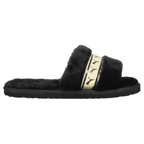 Чёрные женские сандалии PUMA Fluff Remix Metallic Bx Slide