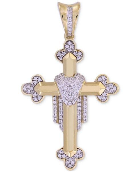 Macy's men's Diamond Pavé Ornate Cross Pendant (1/3 ct. t.w.) in 10k Gold