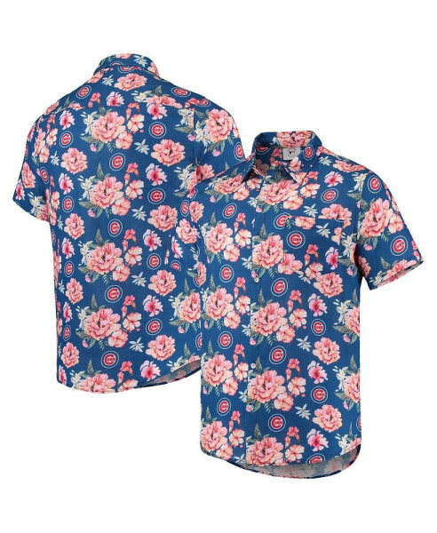 Men's Royal Chicago Cubs Floral Linen Button-Up Shirt