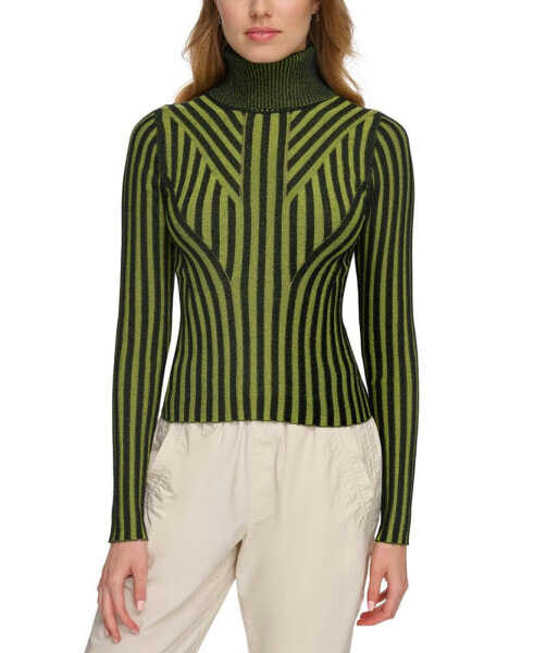 Women's Printed Turtleneck Long-Sleeve Sweater