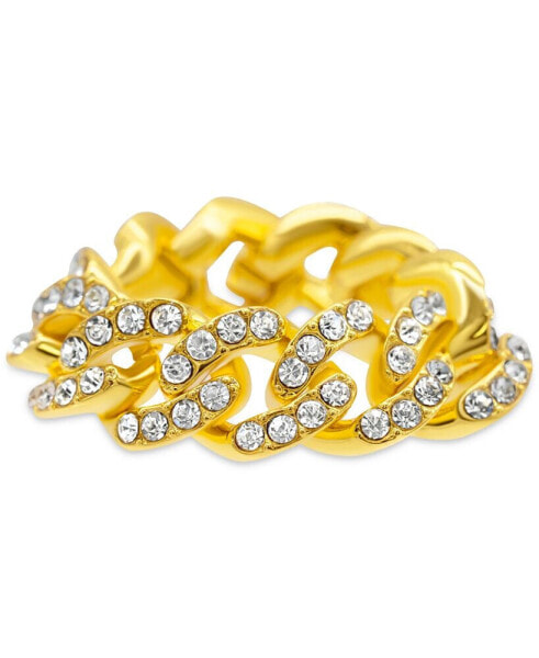 14k Gold-Plated Pavé Curb Chain Flexible Ring