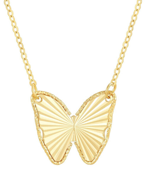 Italian Gold butterfly 18" Pendant Necklace in 10k Gold